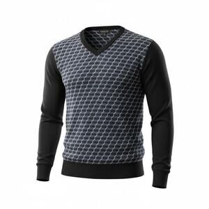 Sahara Club Men's Size XL Black Gray V-Neck Sweater business casual preppy.